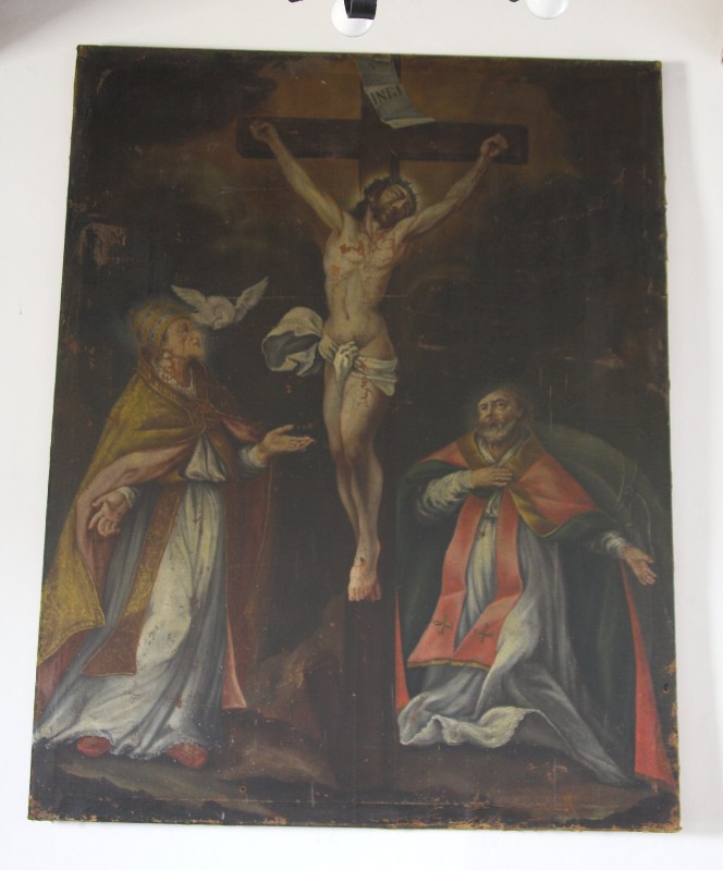 Ambito assisano sec. XVIII, Crocifissione tra San Gregorio e San Rufino