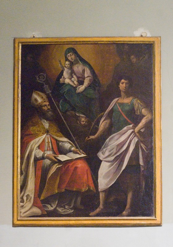 Mannucci G. sec. XVII, Dipinto con la Vergine tra i santi Martino e Ginesio