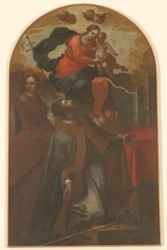 Attribuito a Onorati F. sec. XVII, Madonna con Bambino e San Lorenzo Giustiniani
