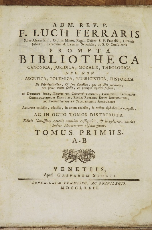 Tipografia Storti (1772), Prompta Bibliotheca