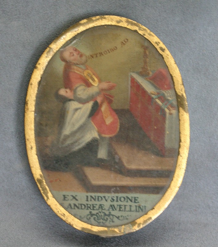 Bott. emiliana sec. XVIII, Reliquiario a capsula con Sant' Andrea Avellino
