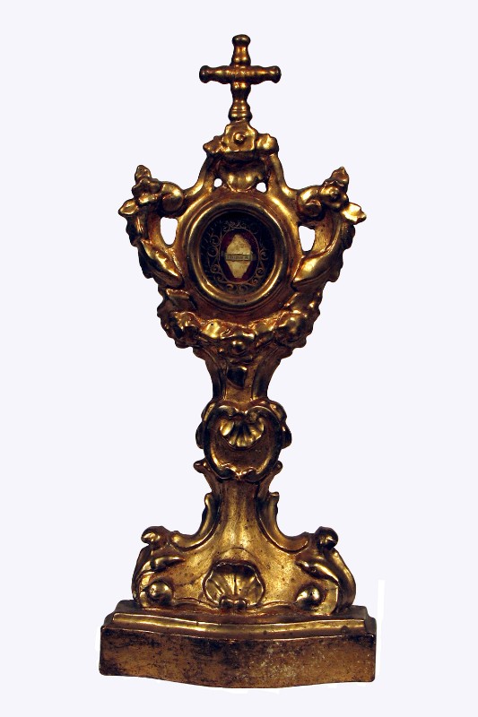 Bott. toscana sec. XIX, Reliquiario in legno dorato piccolo di Santa Giulia