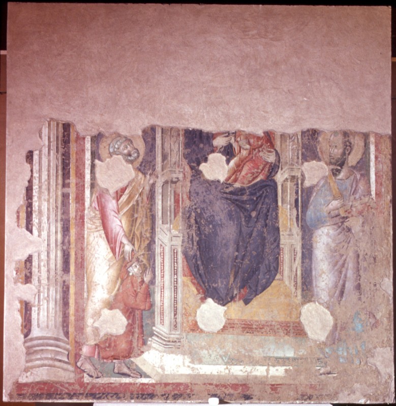 Ambito romano fine sec. XIII, Madonna in trono tra i Santi Pietro e Paolo