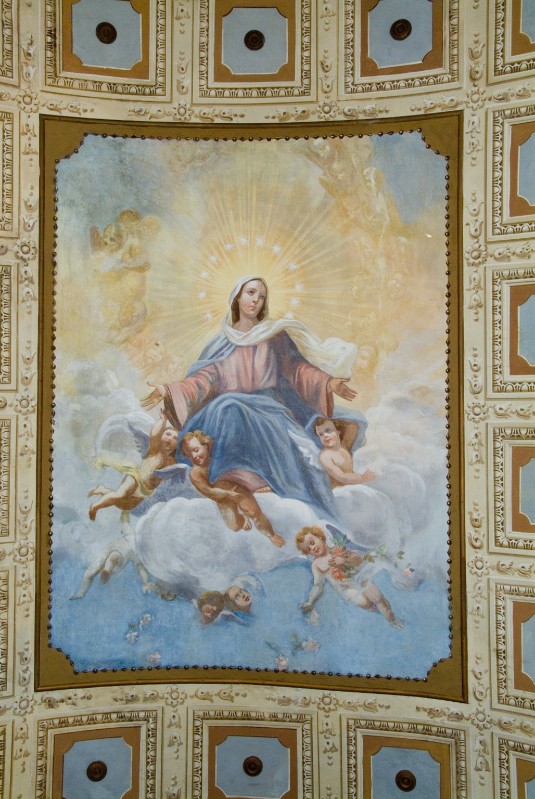 Colonna Umberto (1950), Dipinto murale della Madonna in gloria tra angeli