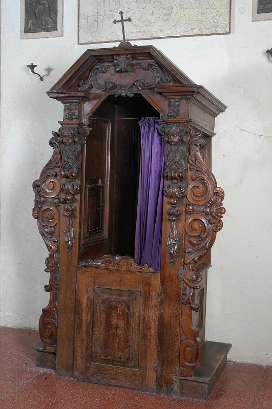 Bottega lodigiana sec. XVII, Confessionale con pendenti e volute