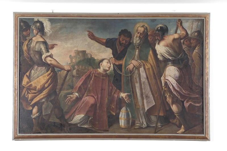 Bottega lombarda sec. XVIII, San Lorenzo incontra papa Sisto II
