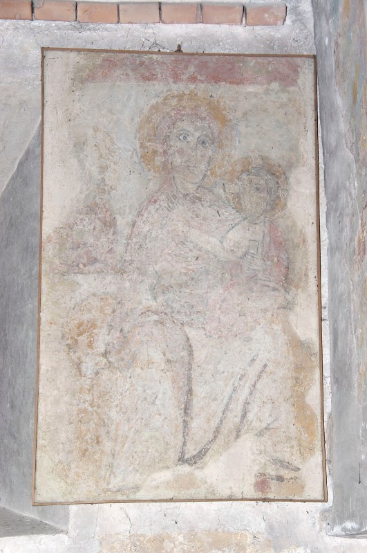 Ambito altoatesino fine sec. XIII, Madonna con Gesù Bambino e angelo
