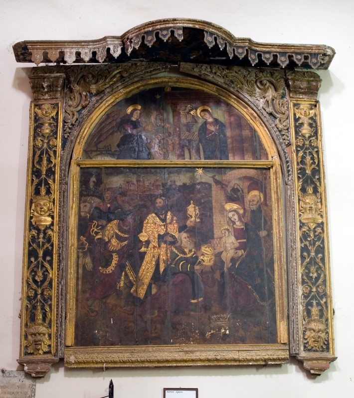 Ambito siciliano sec. XVI, Dipinto dell'Annunciazione e dell'Adorazione dei Magi