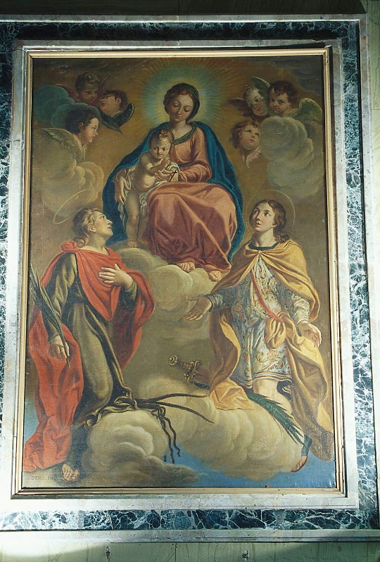 Dehò B. A. sec. XVIII, Madonna in gloria fra Ss. Gervaso e Protasio