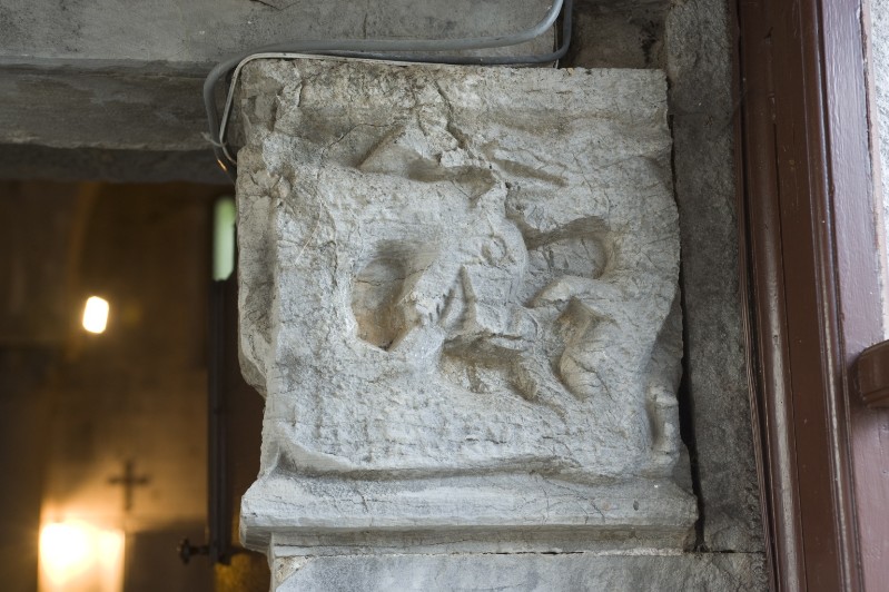 Bottega toscana sec. XI-XII, Capitello con bestiario
