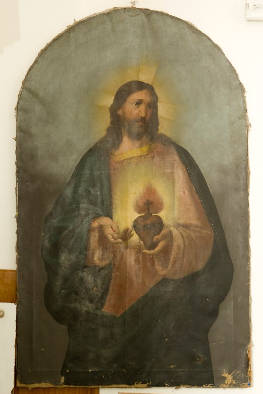 Ambito napoletano sec. XIX, Sacro Cuore di Gesù in olio su tela