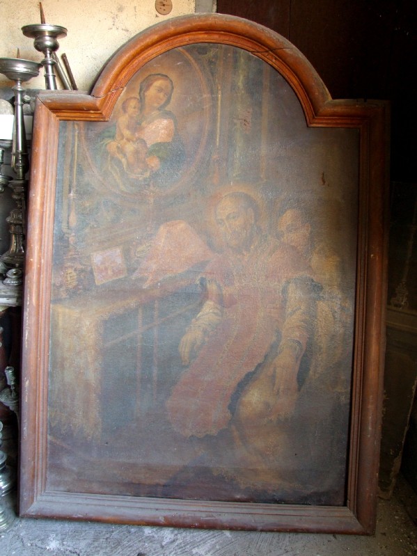 Bott. emiliana sec. XIX, Dipinto con S. Andrea da Avellino dinnanzia ad altare
