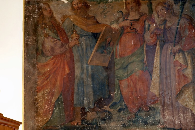 Ambito laziale sec. XVI, Dipinto di San Luca tra sante