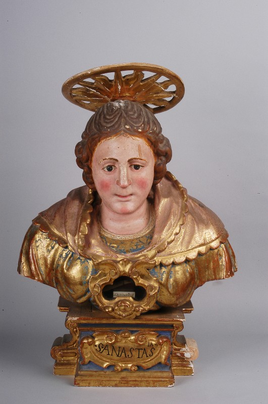 Ambito lombardo sec. XVII, Reliquiario a busto di Santa Anastasia