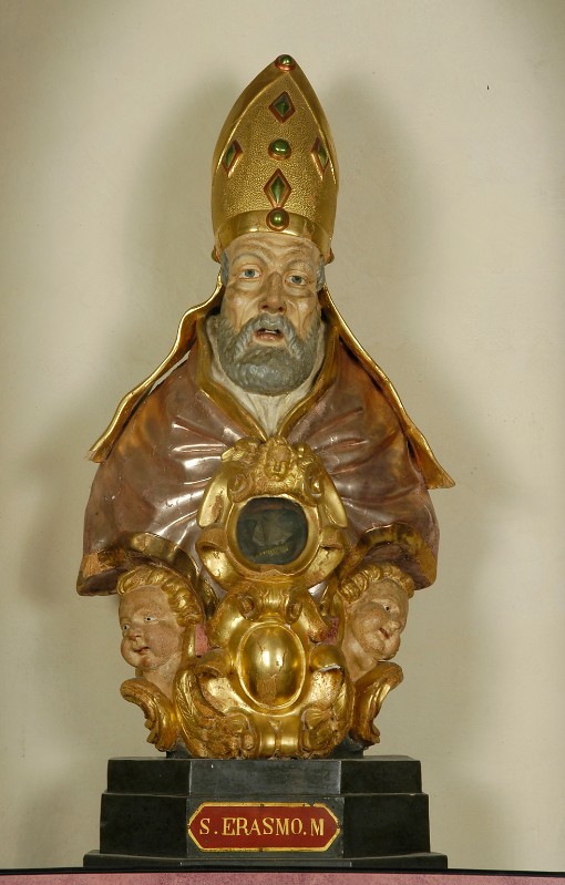 Ambito lombardo sec. XVII, Reliquiario a busto di Sant'Erasmo