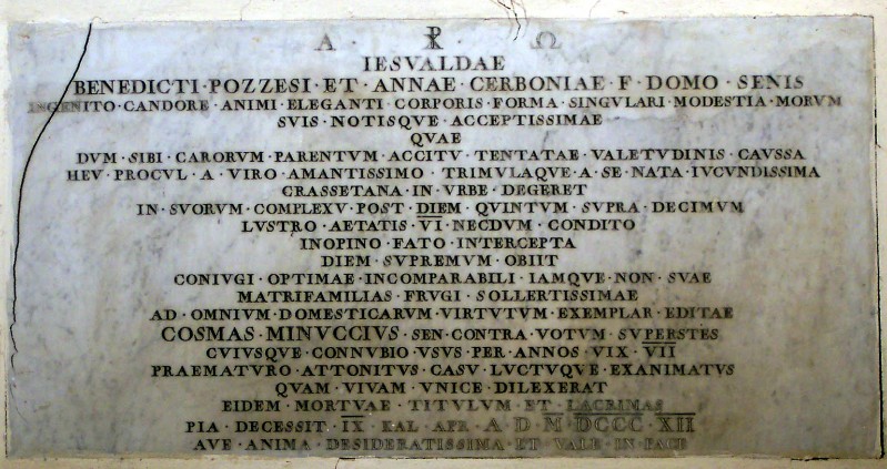 Bott. senese (1812), Lastra tombale di Gesualda Benedetti Pozzesi