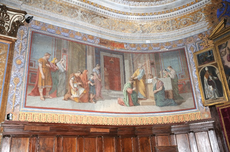 Ambito romano sec. XIX, Dipinto murale con San Tolomeo e San Romano