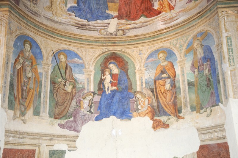 Ambito laziale secc. XV-XVI, Dipinto murale con Madonna e santi