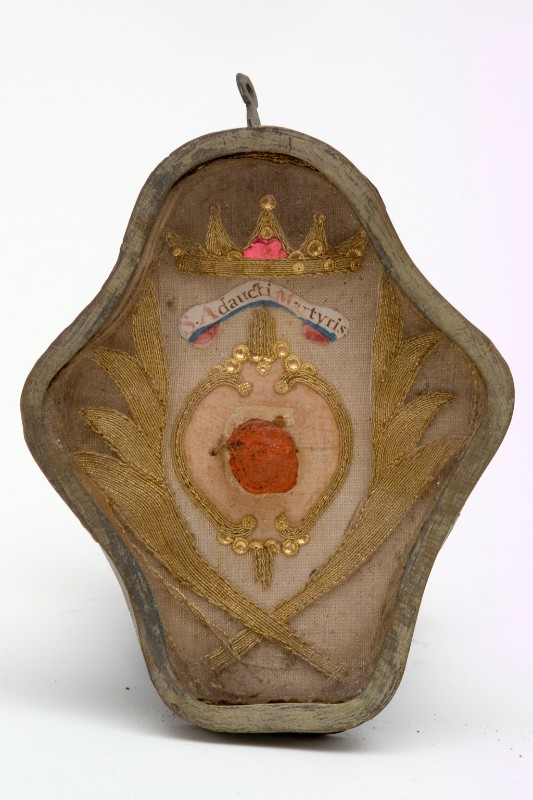 Bottega veneta sec. XX, Reliquiario a medaglione di San Adaucti