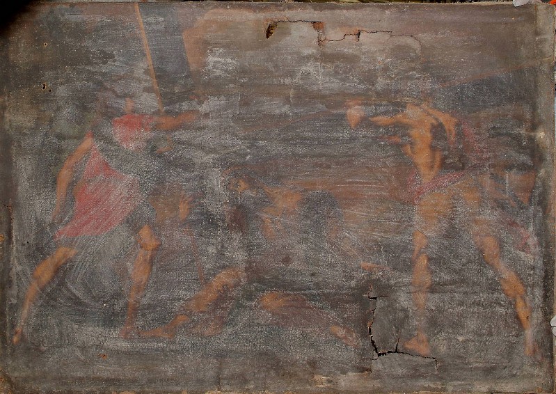 Bott. italiana fine sec. XVI, Dipinto ad olio su tela con Gesù Cristo deriso