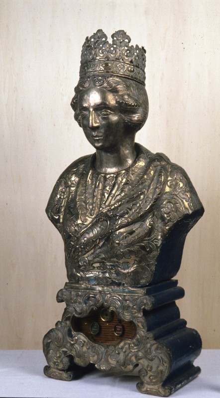 Ambito piemontese sec. XVIII, Reliquiario a busto di santa con corona 2/2