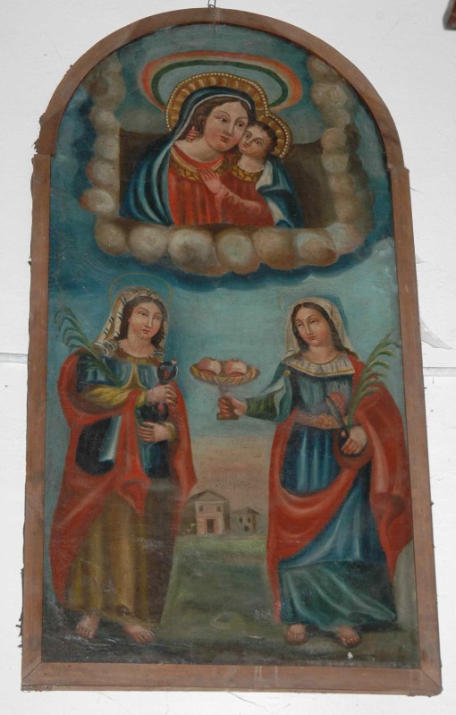 Scuola piemontese sec. XV, Madonna con Bambino con Sante Martiri