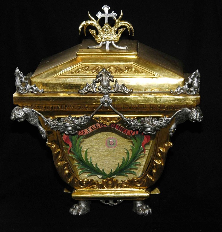 Bottega piemontese sec. XIX, Reliquiario a urna di Santa Gertrude