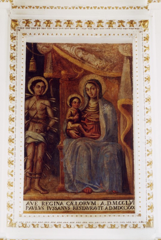 Ambito umbro secc. XIII-XVIII, Madonna con Bambino e San Sabastiano