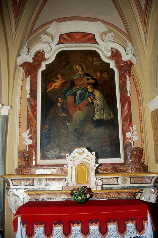 Ambito piemontese sec. XVIII, Madonna tra San Francesco e San Luigi Gonzaga