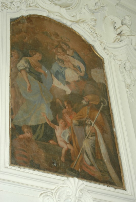 Ambito campano sec. XVIII, Dipinto con Madonna e i Santi Prisco e Cristina