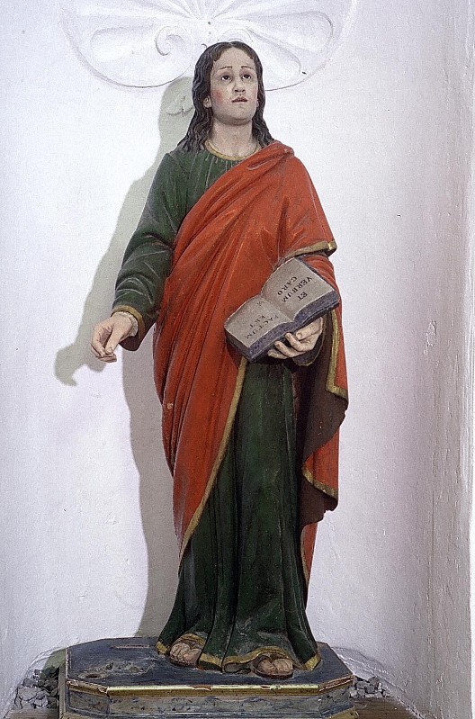 Bott. campana (1840), San Giovanni Evangelista in legno scolpito e dipinto