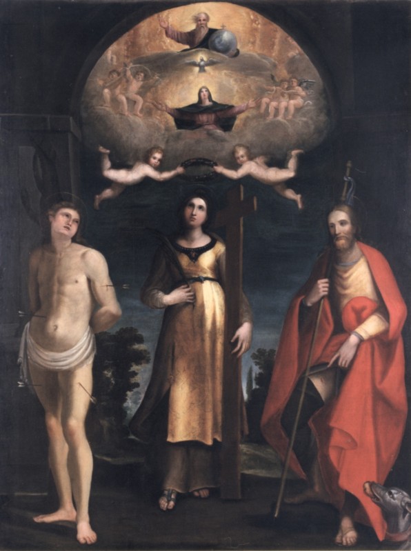 Ghisi T. sec. XVI, Dipinto con i SS. Giulia Rocco e Sebastiano