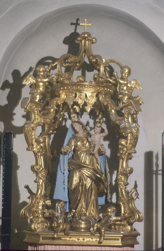 Ambito piemontese sec. XVIII, Macchina processionale della Madonna con Bambino