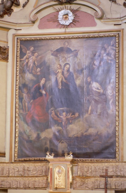 Bruno G. sec. XVII, Santissima Trinità con Madonna e santi