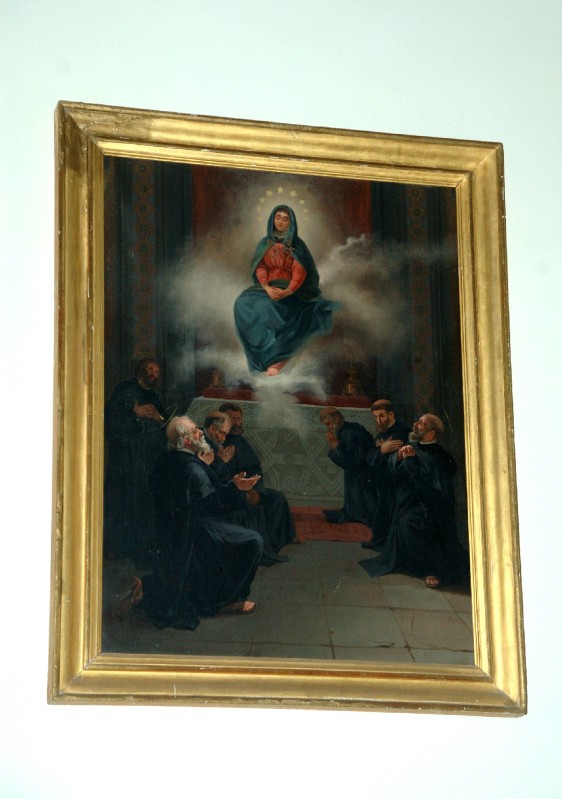 Ambito laziale sec. XIX, Dipinto con Madonna e fondatori dei servi di Maria