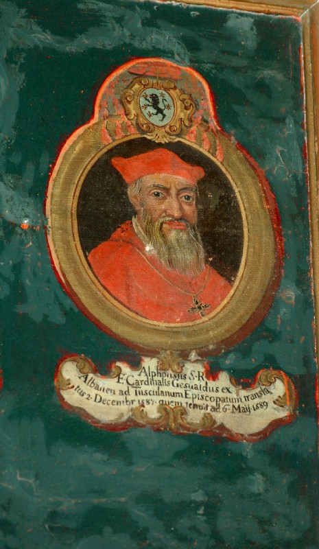 Ambito laziale sec. XVIII-XIX, Dipinto murale con cardinale Alphonsus