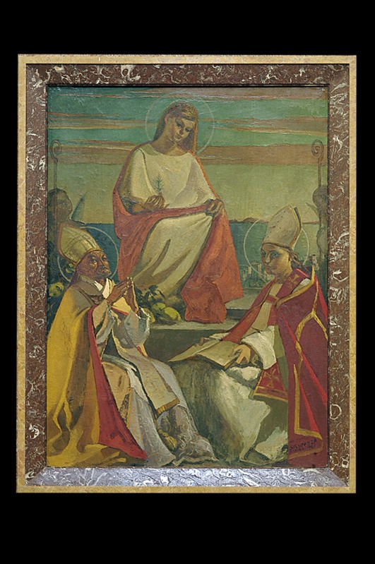Sicurezza A. (1965), Dipinto con Sant'Albina tra Sant'Erasmo e San Probo