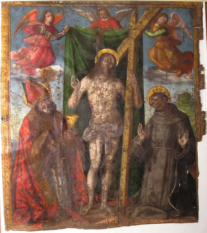 Raffaello fine sec. XV, Gonfalone con Gesù Cristo e santi