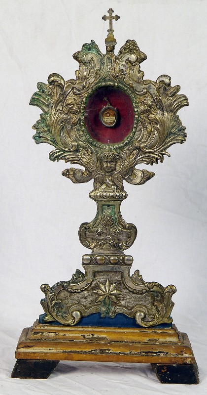 Bottega umbro-marchigiana secc. XVIII-XIX, Reliquiario con stemma sul fusto 2/2