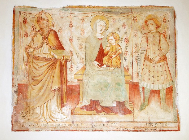 Bottega umbro-marchigiana (1469), Madonna con Gesù Bambino e santi