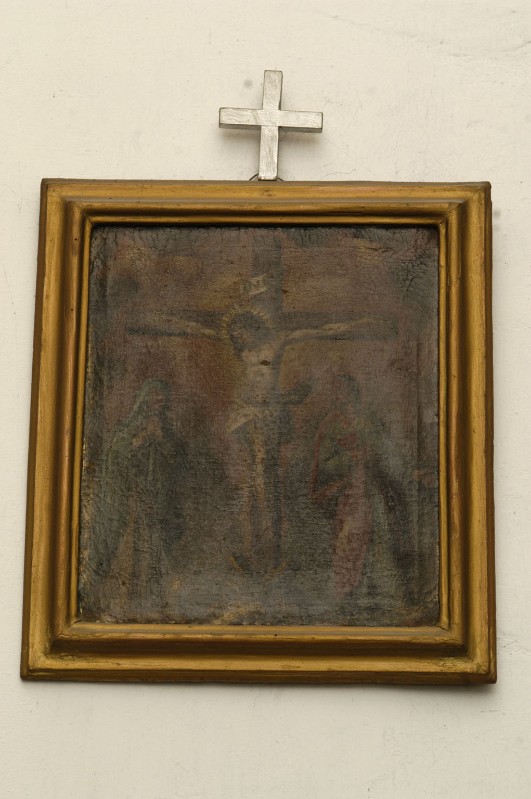 Ambito abruzzese sec. XVIII, Gesù in croce tra Maria e San Giovanni Evangelista