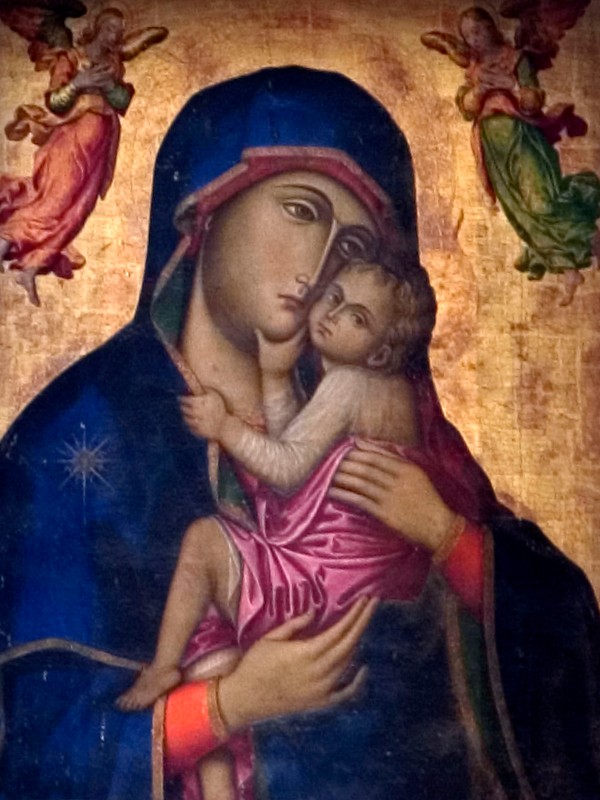 Ambito greco sec. X, Madonna del Carmine con Angeli a destra e sinistra
