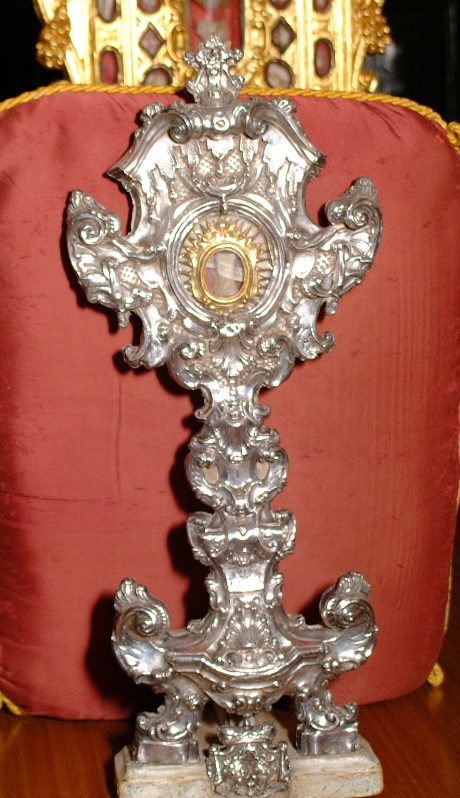 Bottega napoletana sec. XVIII, Reliquiario a ostensorio h cm 56