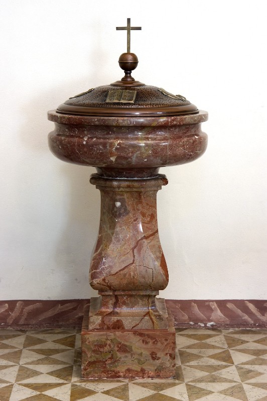 Ambito lombardo sec. XIX-XX, Fonte battesimale in marmo e rame