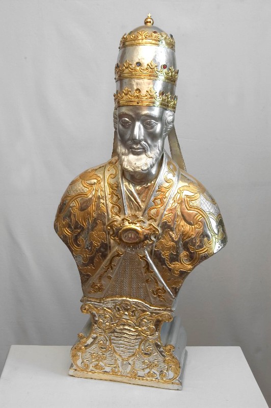 Bottega lombarda sec. XVIII, Reliquiario a busto di San Clemente Papa