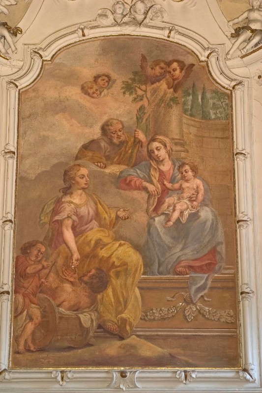 Ambito pavese sec. XVIII, Sacra Famiglia e Santa Pudenziana