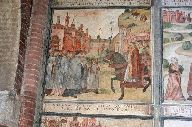 Scuola lombarda (1514), San Teodoro accolto dal clero di Pavia