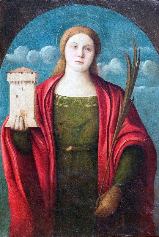 Scuola del Bellini sec. XV, Dipinto con Santa Barbara