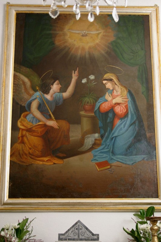 Ambito lunigianese sec. XIX, Madonna Annunciata olio su tela
