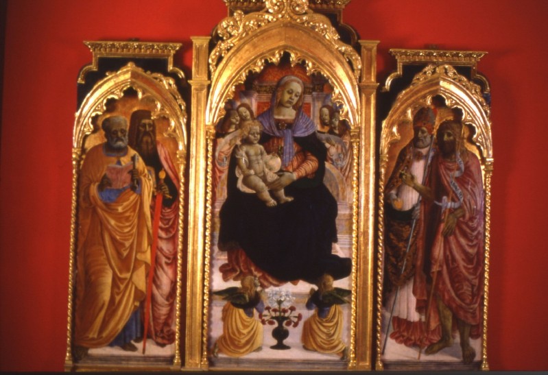 Del Castelletto B. sec. XV, Trittico con Beata Vergine con Gesù Bambino e Santi